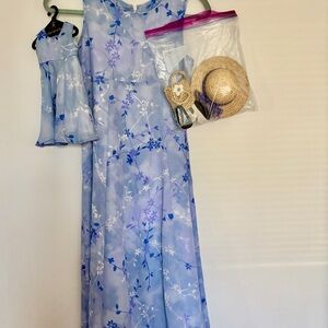 American Girl Matching Periwinkle Dress Size 12 & 18” doll